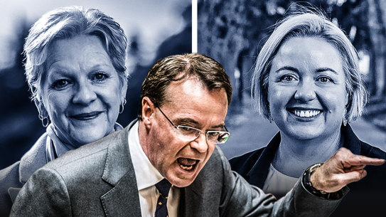 From left: Victorian Speaker Maree Edwards, Liberal MP Michael O’Brien and Labor’s Kathleen Matthews-Ward. 