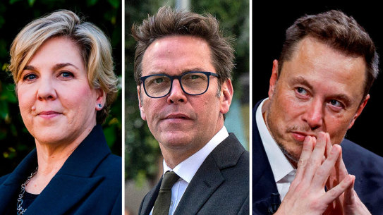 Robyn Denholm, James Murdoch and Elon Musk.