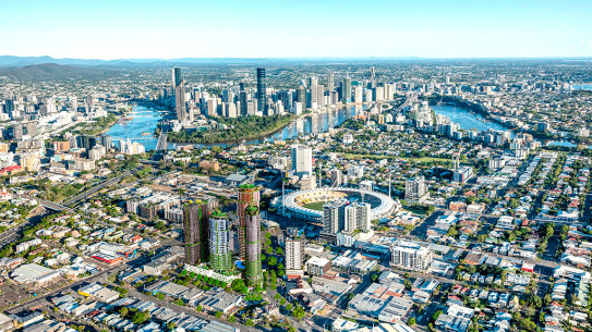 Render of the $1.5 billion Gabba Heart Precinct.