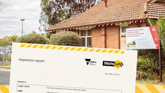 Thomas Embling Hospital with tearout of WorkSafe report.