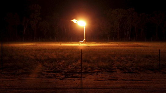 A Santos gas flare burns off unwanted gasses.