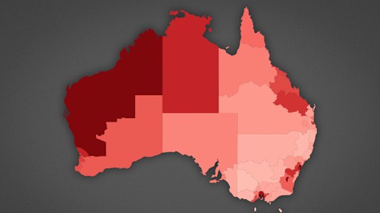 Federal map of where negative gearing happens most.