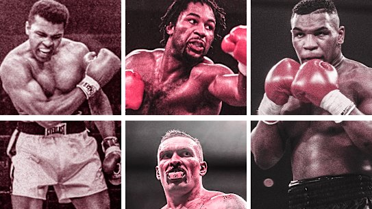 (Clockwise from left) Muhammad Ali, Lennox Lewis, Mike Tyson and Oleksandr Usyk.