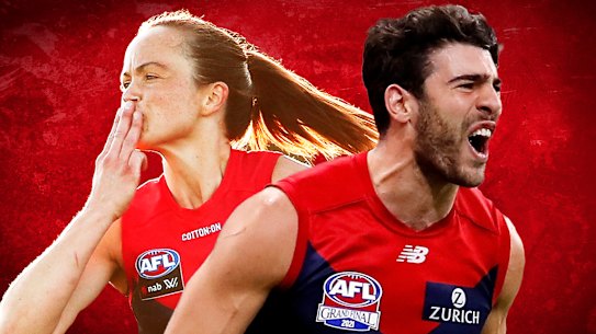 Melbourne’s Daisy Pearce and Christian Petracca.