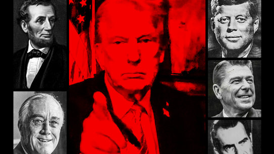 In a manner of speaking, Donald Trump could take some pointers from his predecessors: Abraham Lincoln and Franklin D. Roosevelt, left, and John F. Kennedy, Ronald Reagan and the much-overlooked inaugural speech of Richard Nixon.