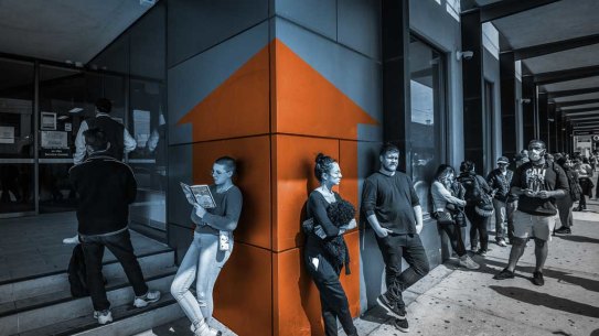 Centrelink queues in March and April.