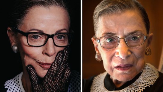 Heather Mitchell (left) as legal pioneer Ruth Bader Ginsburg.