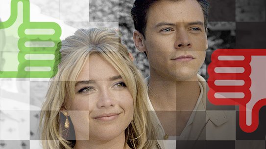 Don’t Worry Darling stars Florence Pugh and Harry Styles. 