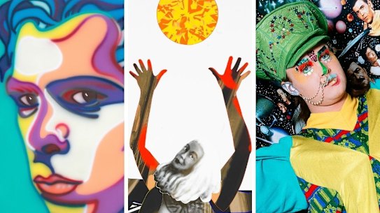 From left: Nick Cave by Howard Arkley, Marcia Langton by Brook Andrews and Leigh Bowery by Robyn Beeche.