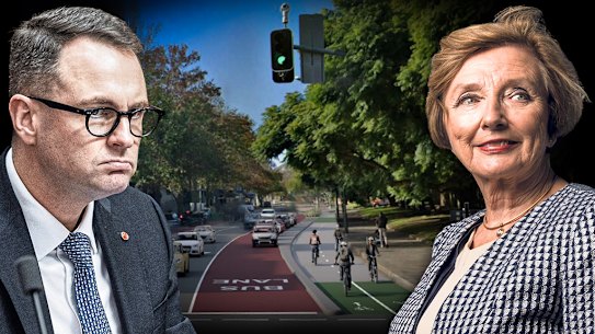 Andrew Bragg, the Oxford St cycleway proposal and Kathryn Greiner. Composite