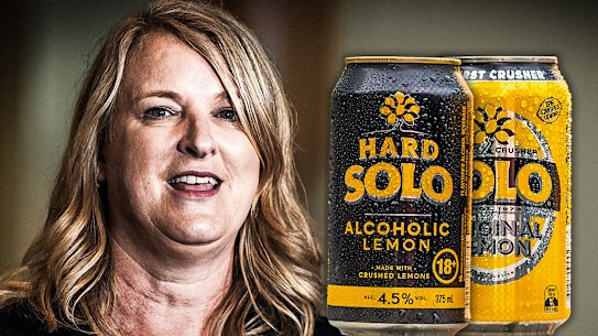 Composite of North Sydney MP Kylea Tink and Asahi product Hard Solo