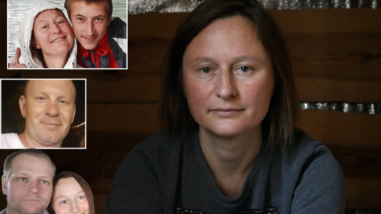 Nataliya Kulakivskiy with her missing loved ones. From top right: nephew Vladyslav Bondarenko; brother-in-law Serhiy Lyubych and husband Yevhen Kulakivskiy, Bondarenko is now confirmed dead.
