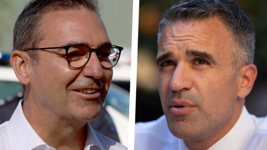 South Australia Premier Steven Marshall and SA Labor leader Peter Malinauskas.