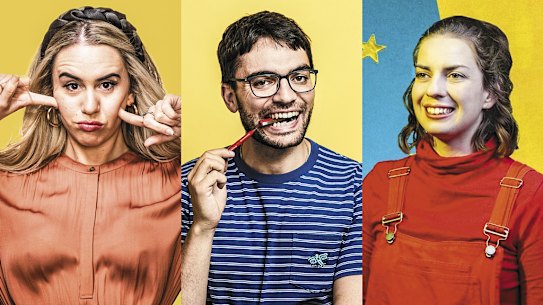 Rising stars of comedy: Michelle Brasier, Andrew Portelli and Emma Holland.
