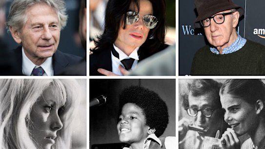 Clockwise from top left: Roman Polanski; Michael Jackson; Woody Allen; Allen’s Manhattan; Jackson performing with The Jackson 5; Polanski’s Repulsion.