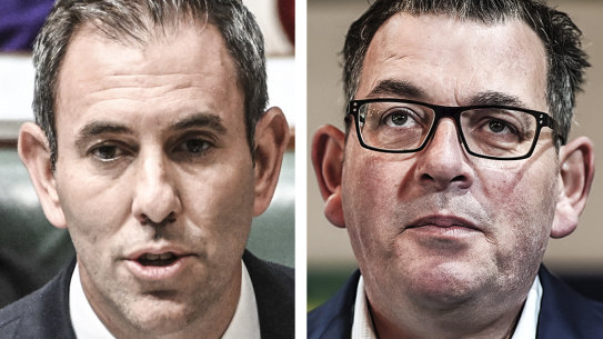 Federal Treasurer Jim Chalmers (left) and Victorian Premier Daniel Andrews.