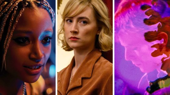 Movies to see in September include (from left) Bodies Bodies Bodies, See How They Run and Moonage Daydream.