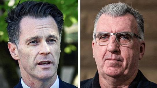 NSW Premier Chris Minns and Health Services Union boss Gerard Hayes.