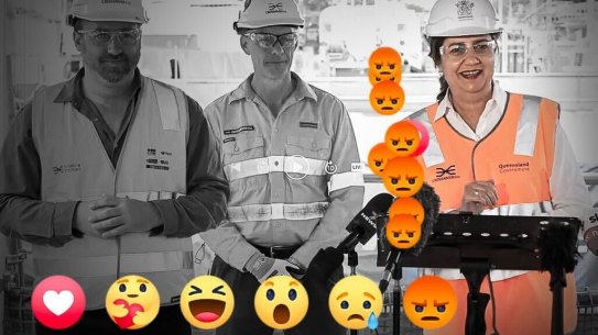Premier Annastacia Palaszczuk has been criticised by some of her social media followers to delaying a COVID announcement to spruik a rail project.