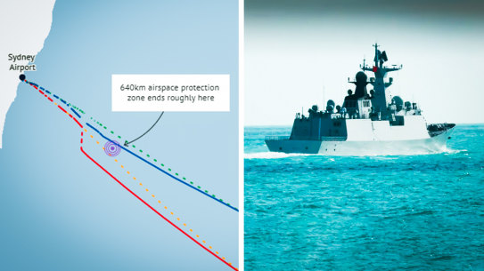 Airline flight paths had to be changed because of Chinese warships in the Tasman Sea.