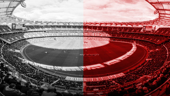 Optus Stadium more than half full.