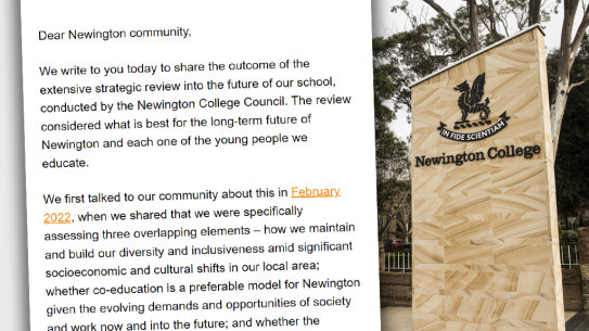 One of Sydney’s oldest private boys’ schools, Newington College in Stanmore, will become a fully co-educational campus for kindergarten to 12 within the decade.