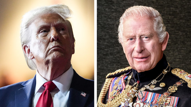 US President Donald Trump, left, and King Charles.