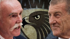 Former AustralianSuper boss Ian Silk and Hawks president Jeff Kennett.