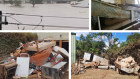 The Bookers’ family home (top left) is a write-off after it was almost fully submerged by water in the Lismore floods. 