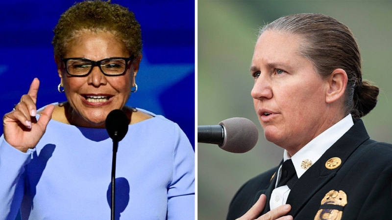 LA’s fire chief is at the centre of a public spat with city’s mayor as wildfires rage