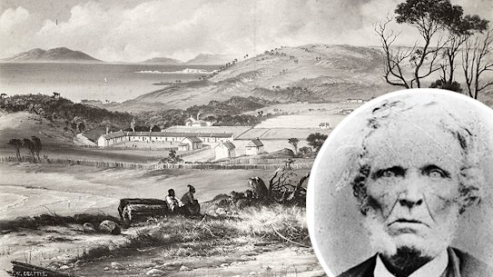 Aboriginal settlement, Flinders Island, Tasmania, 1847. 