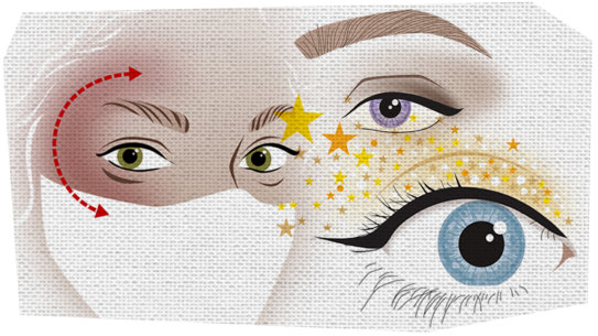 Mask make-up, illustrations by Jo Gay