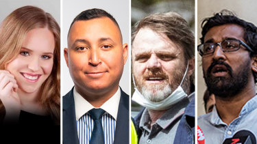 Victorian fringe party candidates: (L-R) Monica Smit, Ralph Babet, Damien Richardson and Aran Mylvaganam.