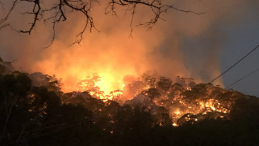 A fire threatens homes at Hepburn, Victoria, in February this year.