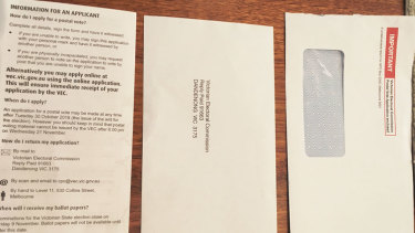 The postal vote application sent to voters by the Liberal Party.