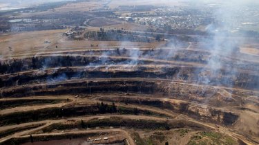 A picture of the Hazlewood coal pit on fire in 2014 gives a sense of the size of the area that ENGIE has proposed to turn into a “pit lake”.