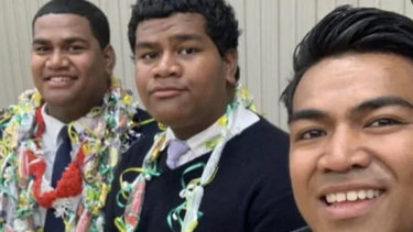 Solomone Taufeulungaki (pictured centre) was stabbed and died in Deer Park this week. 