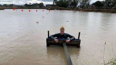 Col Pearse training in a dam on his familyâ€™s farm in Echuca in country Victoria. 