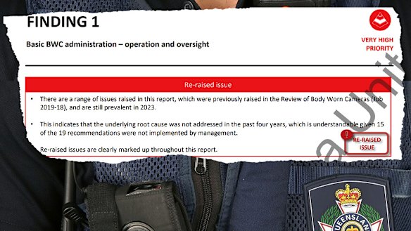 An internal audit has criticised the Queensland Police Service for its handling of body-worn cameras.