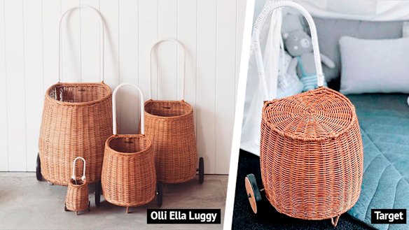 Olli Ella baskets (left) and Target (right).
