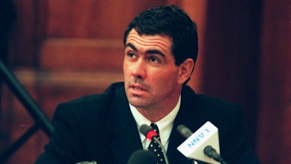 The late Hansie Cronje answering questions at the King Commission into match fixing in June 2000.