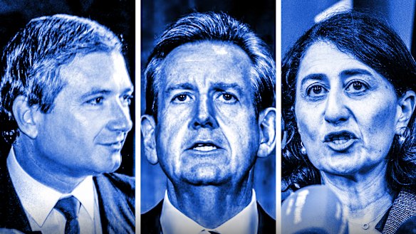 Three former Liberal premiers announce their resignations after encounters with the ICAC: Nick Greiner, Barry O’Farrell and Gladys Berejiklian. 