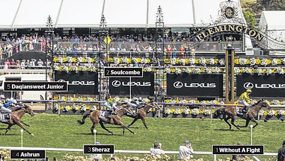 The first five horses across the line behind Without A Fight.