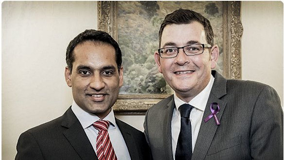 Jasvinder Sidhu with Daniel Andrews.