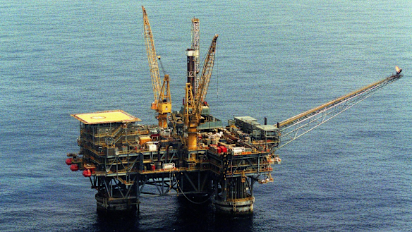 Drilling deeper: an oil rig in the Bass Strait operated by Exxon's Australian subsidiary, Esso.