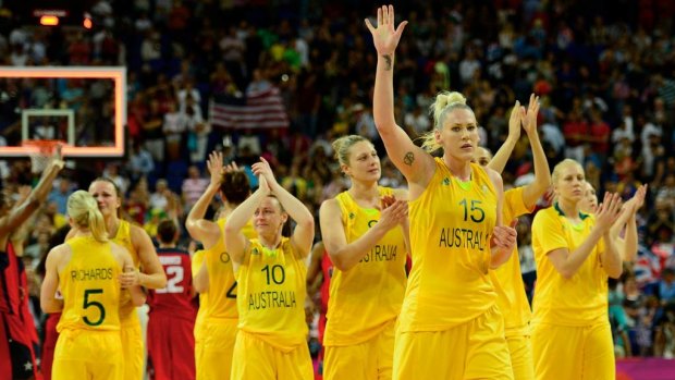 Lauren Jackson acknowledges the crowd at the end of the semifinal against the USA.