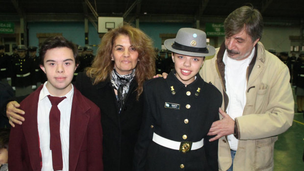 Pierina Sosa with her son Gonzalo, daughter Romina and their father Rodolfo, before he died from a stroke. 