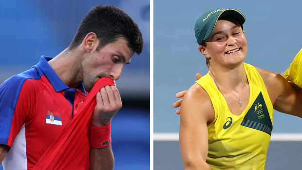 Novak Djokovic and Ashleigh Barty.