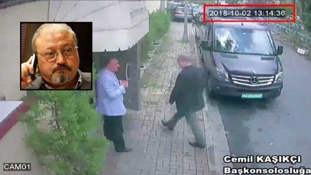 CCTV footage claims to show Saudi journalist Jamal Khashoggi entering the Saudi consulate in Istanbul on October 2, where Turk officials say he was killed.