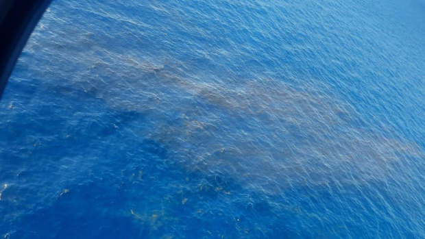The oil slick seen by Indonesian aerial search crew.